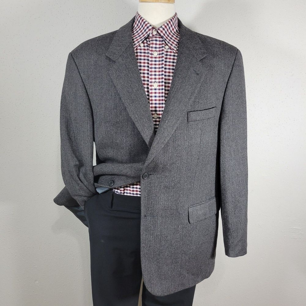 RBM Collection Men's Tweed Sport Coat Blazer‎ Two Button Herringbone Wool 46R